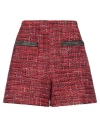 Maje Chain-link Trim Tweed Shorts In Tomato Red