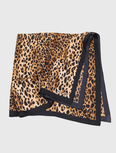 Maje Woman's Silk Leopard Print Scarf For Fall/winter In Animal Print