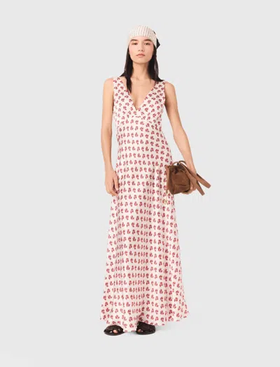 Maje Renisity Printed Silk Dress In Pink
