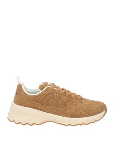 Maje Woman Sneakers Camel Size 10 Textile Fibers In Beige