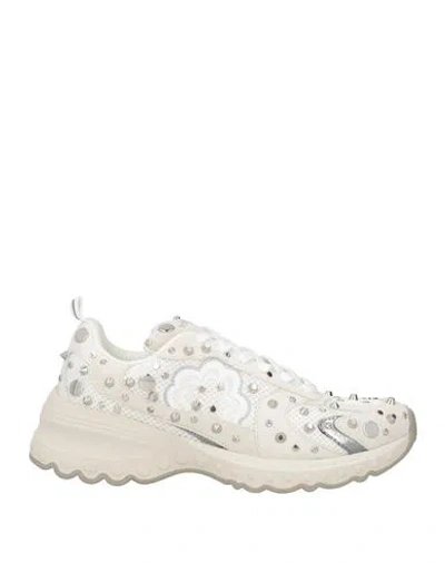 Maje Woman Sneakers Light Grey Size 9 Leather, Textile Fibers