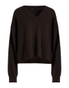 Maje Woman Sweater Dark Brown Size 3 Viscose, Wool, Polyamide, Cashmere In Black