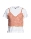 Maje Woman T-shirt Orange Size 1 Cotton, Polyester, Acrylic, Polyamide, Viscose In Orange