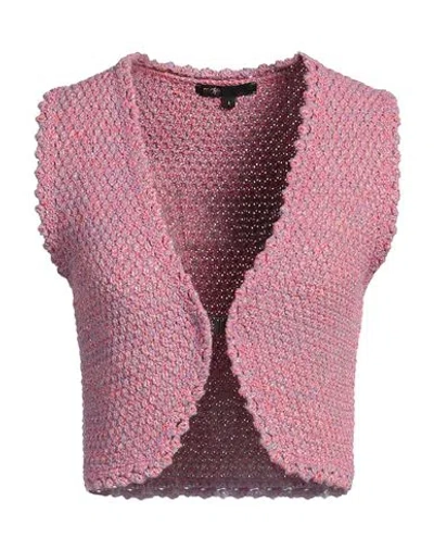 Maje Woman Tailored Vest Magenta Size 3 Viscose, Cotton, Polyamide, Polyester, Metallic Fiber