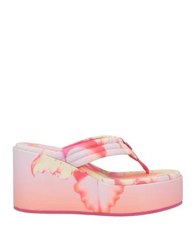 Maje Woman Thong Sandal Pink Size 8 Leather