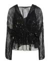 Maje Woman Top Black Size 3 Polyester In Multi