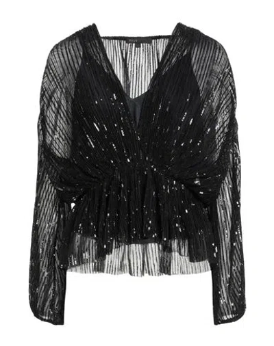 Maje Woman Top Black Size 3 Polyester In Multi