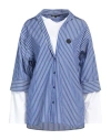 Maje Woman Top Blue Size 2 Cotton, Polyester In Blue