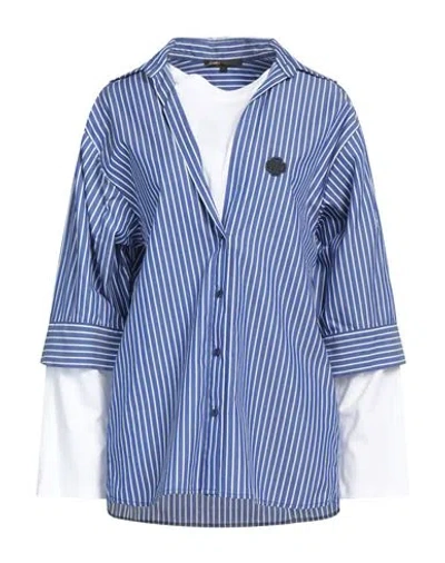Maje Woman Top Blue Size 2 Cotton, Polyester