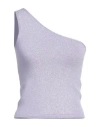 Maje Metallic Asymmetrical Crop Top In Purple