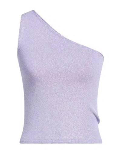 Maje Metallic Asymmetrical Crop Top In Parma Violet