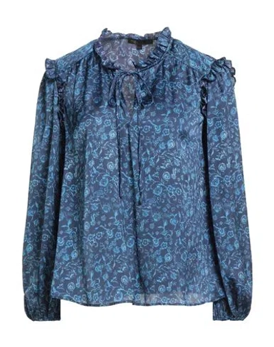 Maje Woman Top Navy Size 3 Polyester In Blue