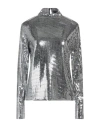 Maje Woman Top Silver Size 3 Polyamide, Polyester, Metallic Fiber, Elastane In Silver