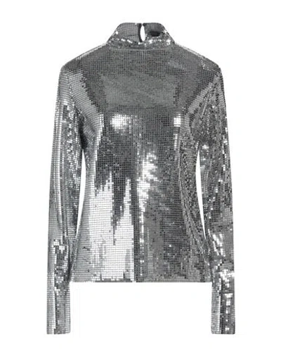 Maje Woman Top Silver Size 3 Polyamide, Polyester, Metallic Fiber, Elastane
