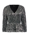 Maje Woman Top Silver Size 3 Recycled Polyester, Metallic Fiber In Metallic