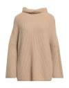 Maje Woman Turtleneck Beige Size 0 Alpaca Wool, Polyamide In Beige