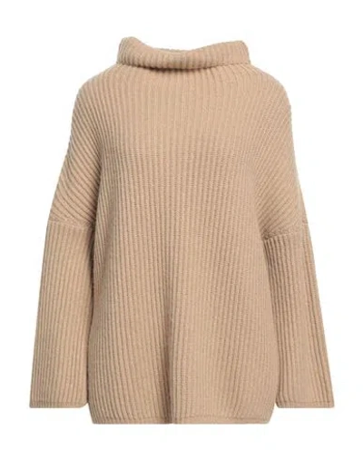 Maje Woman Turtleneck Beige Size 0 Alpaca Wool, Polyamide