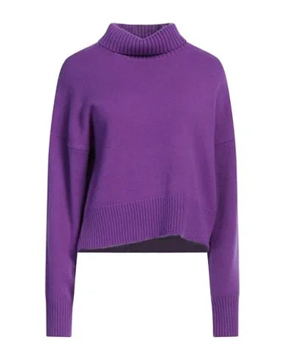 Maje Woman Turtleneck Purple Size 3 Cashmere, Polyamide, Elastane