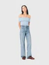 Maje Womens Blue Sky Ribbed Bardot-neck Stretch-knit Top In Blue