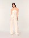 Maje Livalu Strapless Linen-blend Top In Ecru