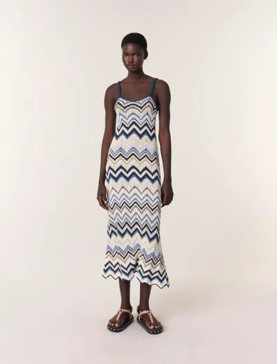 MAJE CROCHET-KNIT MAXI DRESS