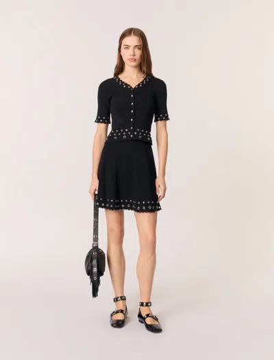 MAJE CROPPED CARDIGAN WITH EYELETS