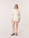 Maje Embroidered Shorts In Ecru