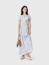 Maje Flowing Patterned Maxi Dress In Blue