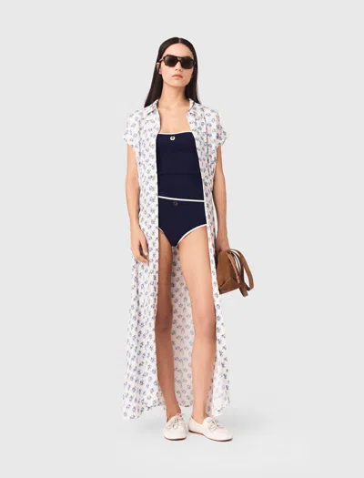 Maje Woman's Viscose Jacquard Print Maxi Dress For Spring/summer In White