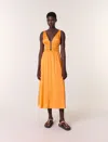 Maje Satin-look Maxi Dress In Orange