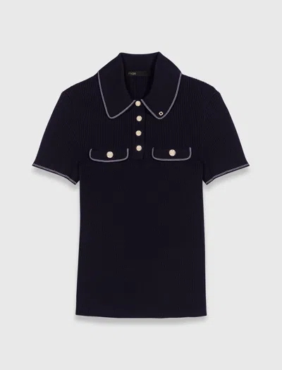 Maje Woman's Viscose Short-sleeve Polo Shirt For Fall/winter