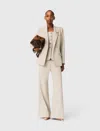 Maje Suit Jacket With Brooch In Sand