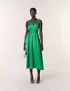 Maje Satin-look Maxi Dress In Green