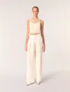 Maje Womens Wide-leg High-rise Woven Trousers Blanc In Ecru