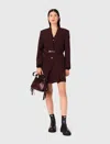 Maje Woman's Wool Belted Suit Jacket For Fall/winter In Brown