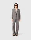 Maje Woman's Wool Checked Suit Jacket For Spring/summer In Gray
