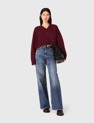 Maje Woman's Wool Cropped Wool-blend Cardigan For Fall/winter In Burgundy