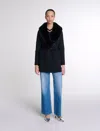 Maje Double-faced Mid-length Coat In Black