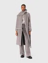 Maje Woman's Wool Long Double-faced Coat For Fall/winter In Gray