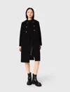 Maje Womens Black Long Double-breasted Wool-blend Coat In Black