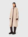 Maje Long Wool Coat In Brown