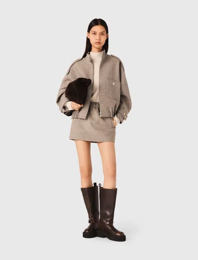 Maje Woman's Wool Mixed Wool Jacket For Fall/winter In Sand