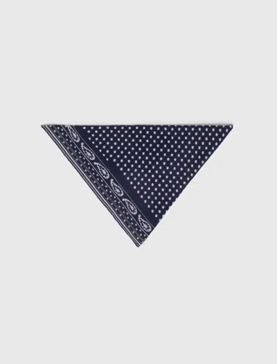 Maje Woman's Wool Reversible Triangle Scarf For Spring/summer In Blue