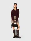 Maje Woman's Wool Short Wool Blend Skirt For Fall/winter In Sand