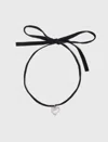 Maje Heart Necklace With Velvet Cord In Black
