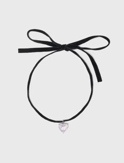 MAJE HEART NECKLACE WITH VELVET CORD