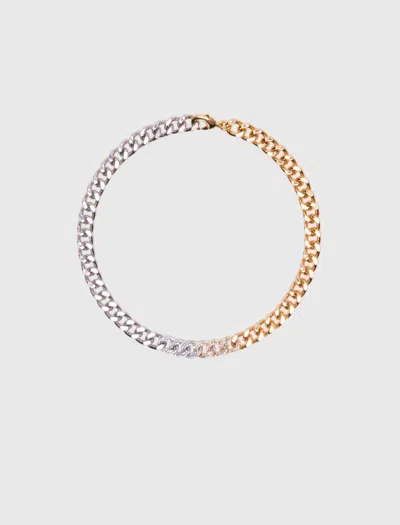 Maje Woman's Zirconium Two-tone Rhinestone Link Necklace For Spring/summer In Brown