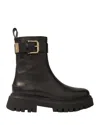 Maje Leather Ankle Boots With Buckles In Black