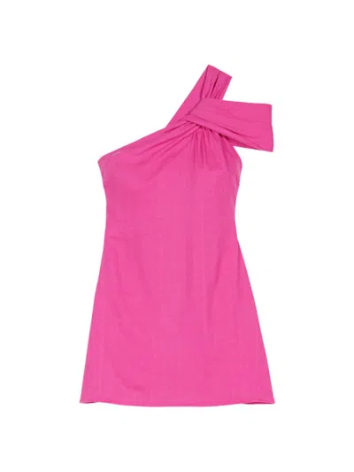 Maje Women's Asymmetrical Linen Dress In Pink