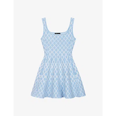 Maje Womens Bicolore Jacquard-print Sleeveless Stretch-woven Mini Dress In Ecru
